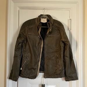 Mens vegan leather moto jacket